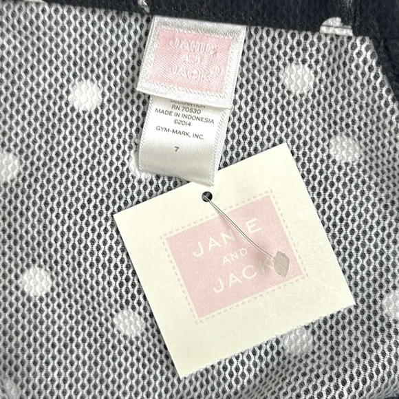 NWT Janie and Jack Cotton Dress Black and White Polka Dot Cap Sleeves size 7 - Picture 9 of 11